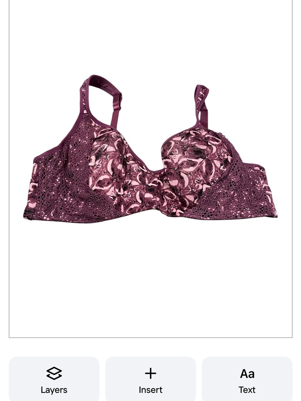 Jessica Simpson Plum Lace & Floral Underwire Bra